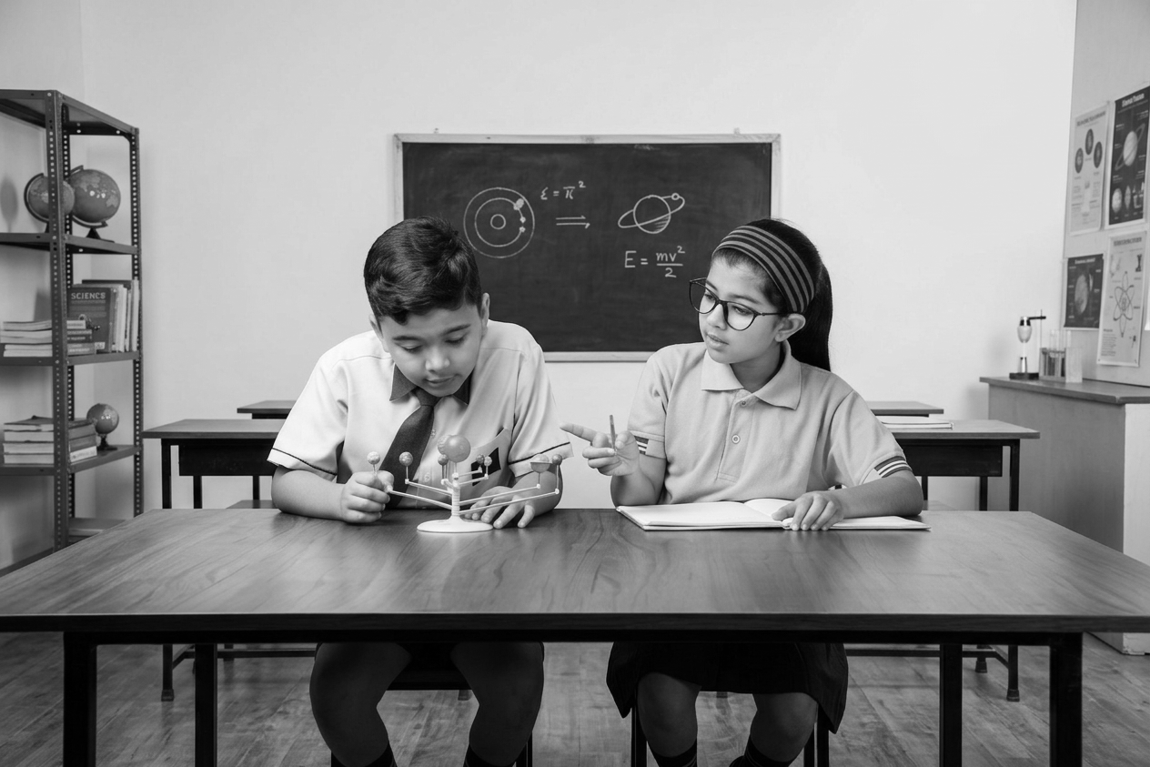Teacher engaging with students